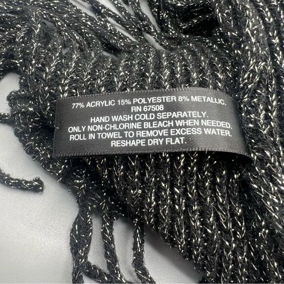 INC International Concepts Metallic Black Fringe Infinity Scarf - Picture 3 of 4